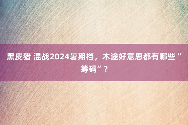 黑皮猪 混战2024暑期档，木途好意思都有哪些“筹码”？