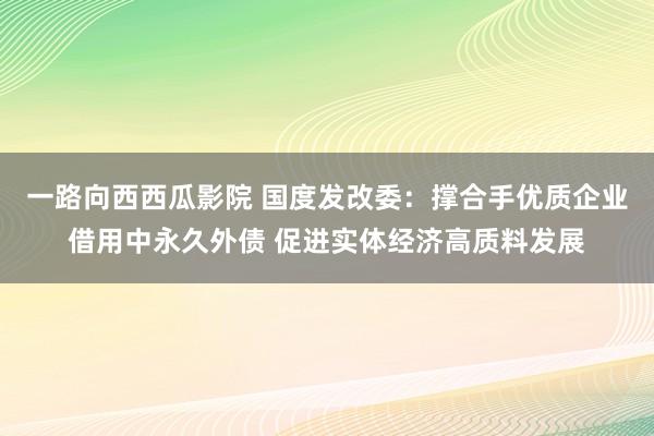 一路向西西瓜影院 国度发改委：撑合手优质企业借用中永久外债 促进实体经济高质料发展