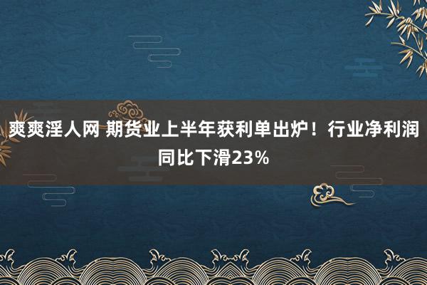 爽爽淫人网 期货业上半年获利单出炉！行业净利润同比下滑23%