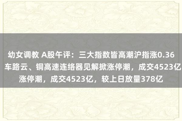 幼女调教 A股午评：三大指数皆高潮沪指涨0.36%，超4000股高潮！车路云、铜高速连络器见解掀涨停潮，成交4523亿，较上日放量378亿