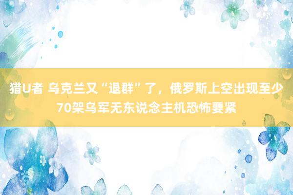 猎U者 乌克兰又“退群”了，俄罗斯上空出现至少70架乌军无东说念主机恐怖要紧