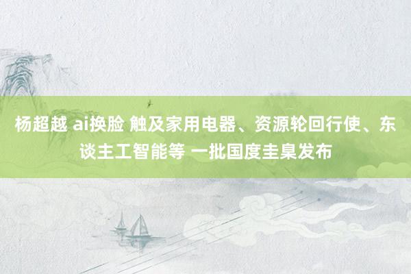 杨超越 ai换脸 触及家用电器、资源轮回行使、东谈主工智能等 一批国度圭臬发布