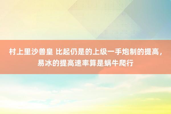 村上里沙兽皇 比起仍是的上级一手炮制的提高，易冰的提高速率算是蜗牛爬行