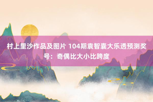 村上里沙作品及图片 104期袁智囊大乐透预测奖号：奇偶比大小比跨度