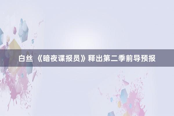 白丝 《暗夜谍报员》释出第二季前导预报